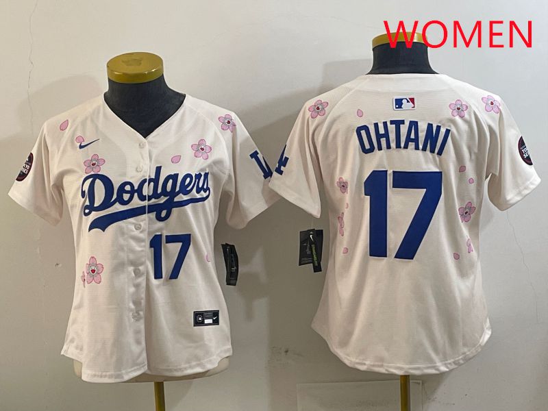 Women Los Angeles Dodgers 17 Ohtani Cream Sakura Edition 2025 Nike MLB Jersey style 8